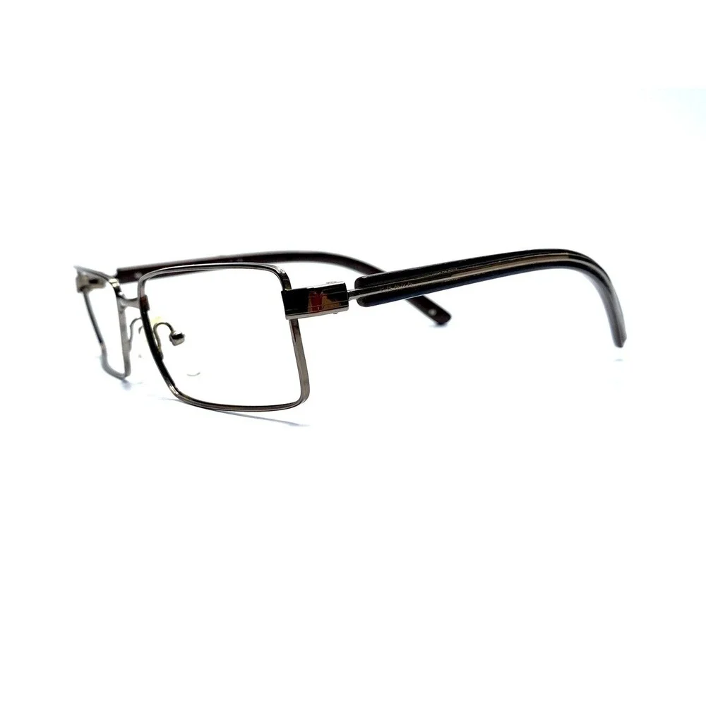 Prada Silver Metal Rectangular Glasses Brown Temples Italy VPR65L 55 16 140